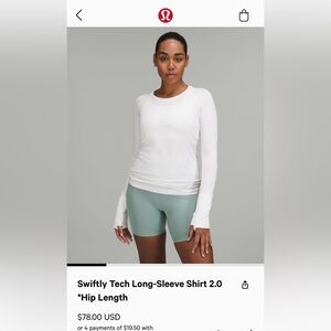 Lululemon Swiftly Tech White long sleeve